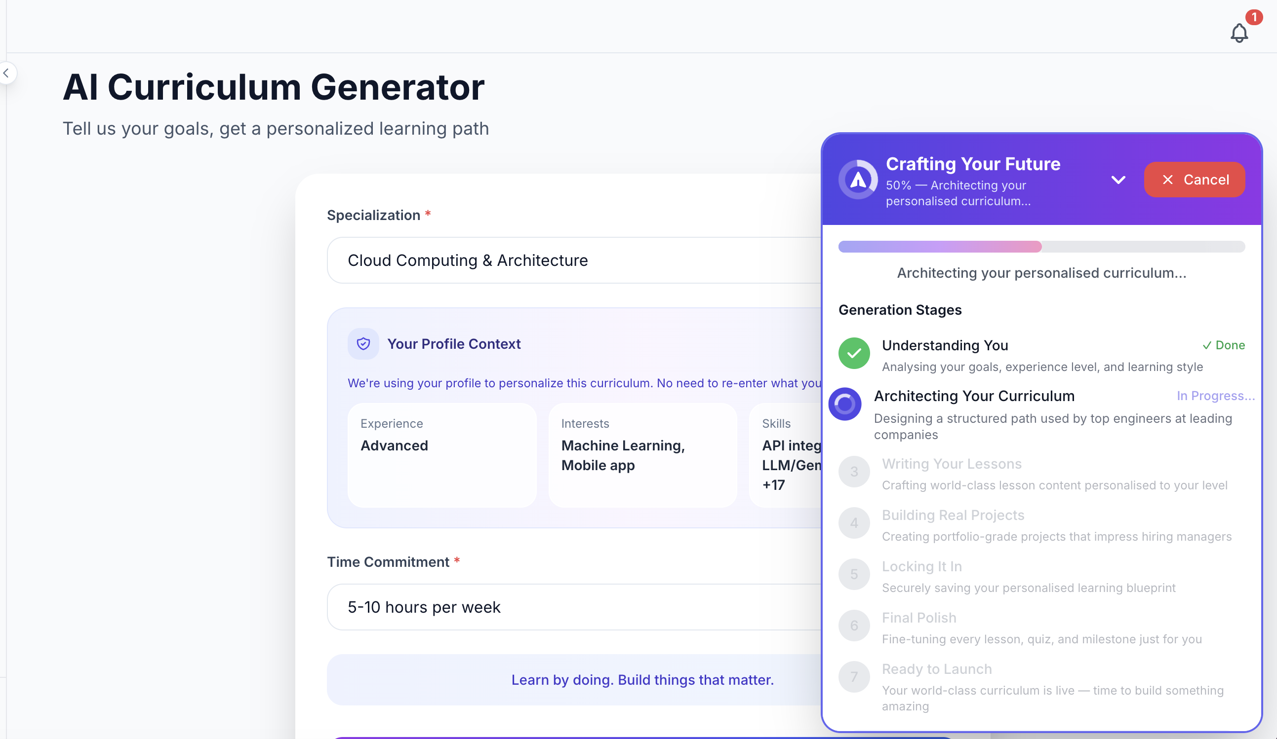 Traquiva AI Curriculum Generator - 7-stage personalized curriculum creation